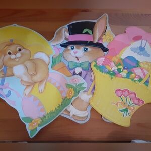 Vintage Easter Bunny Wall Decor Die Cut Paper